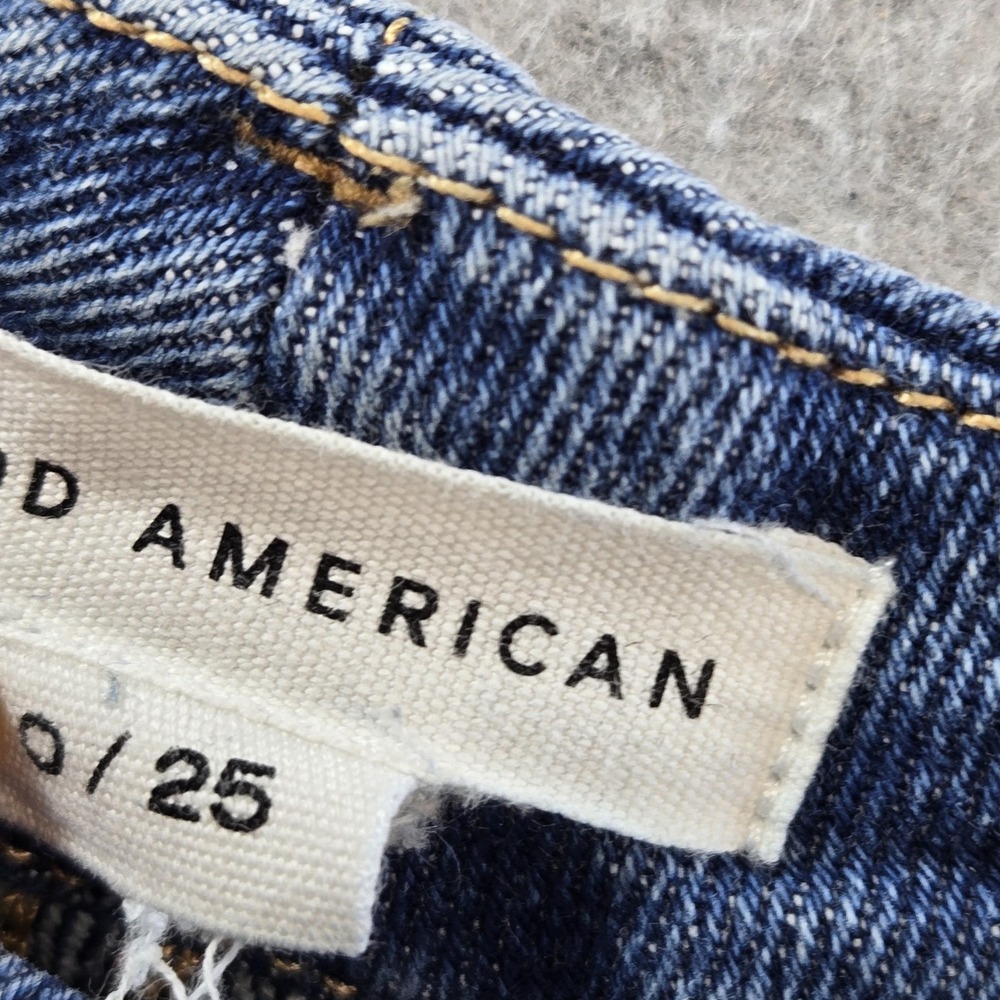 Good American‎ Jeans Womens 0 Blue Straight High Rise Distressed 28 Inseam Denim - Picture 4 of 13